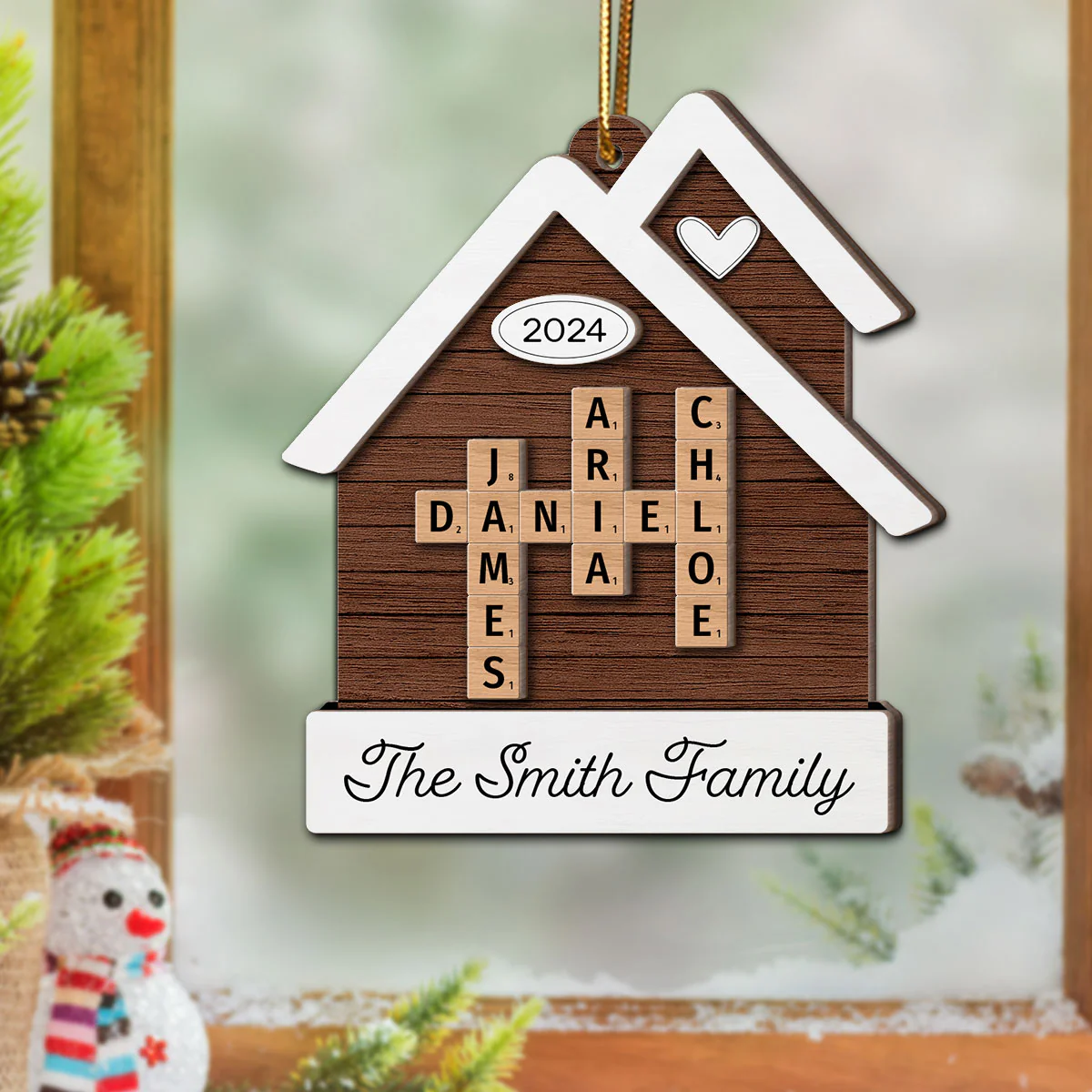 House Shaped Family Names Puzzle Crossword Personalized 2-Layer Wooden Ornament, Christmas Gift For Family - Image 8