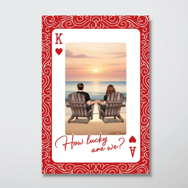 How Lucky We Are Couple Back View At Beach - Personalized Poster - Anniversary, Valentine's Day Gift, Gift For Him, Gift For Her - Image 11