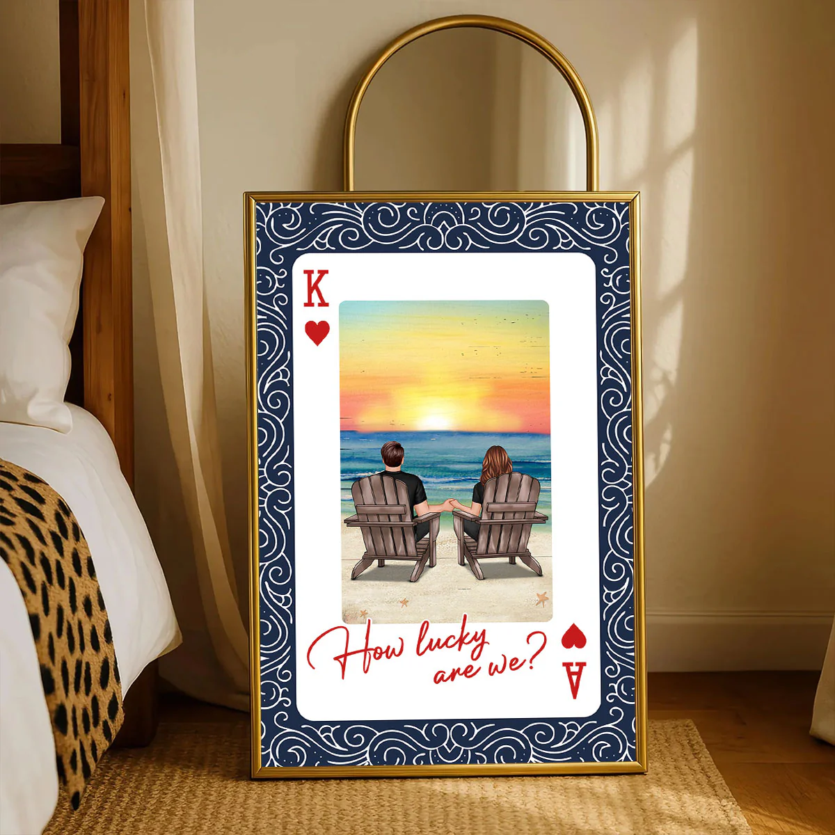 How Lucky We Are Couple Back View At Beach - Personalized Poster - Anniversary, Valentine's Day Gift, Gift For Him, Gift For Her - Image 3