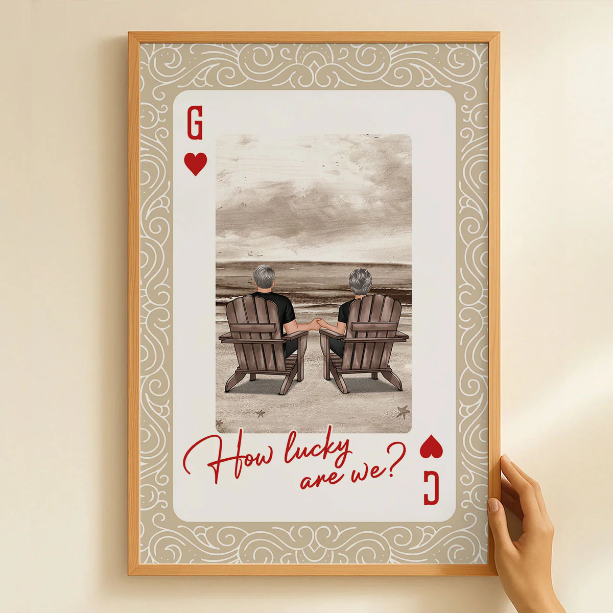How Lucky We Are Couple Back View At Beach - Personalized Poster - Anniversary, Valentine's Day Gift, Gift For Him, Gift For Her - Image 4