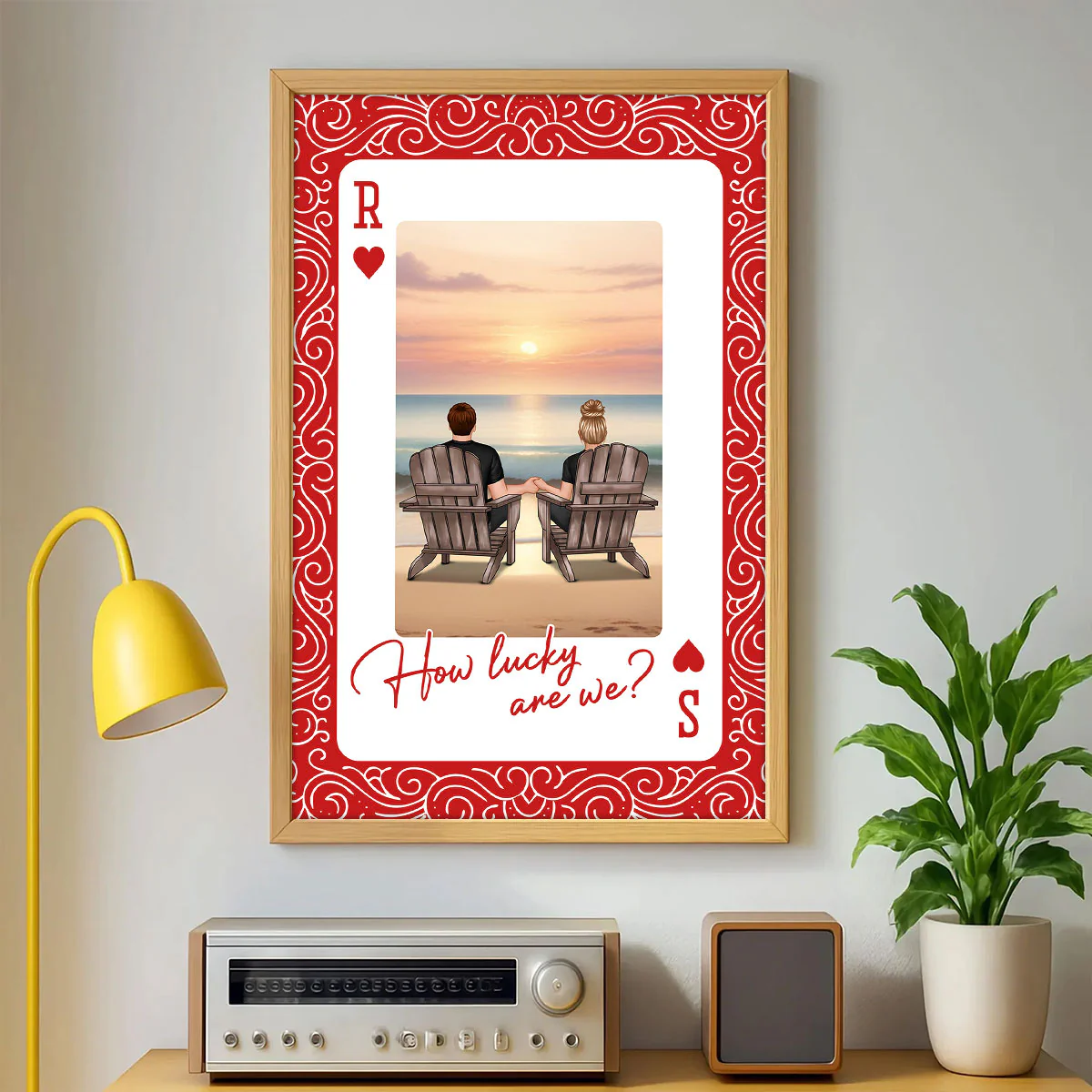How Lucky We Are Couple Back View At Beach - Personalized Poster - Anniversary, Valentine's Day Gift, Gift For Him, Gift For Her - Image 5