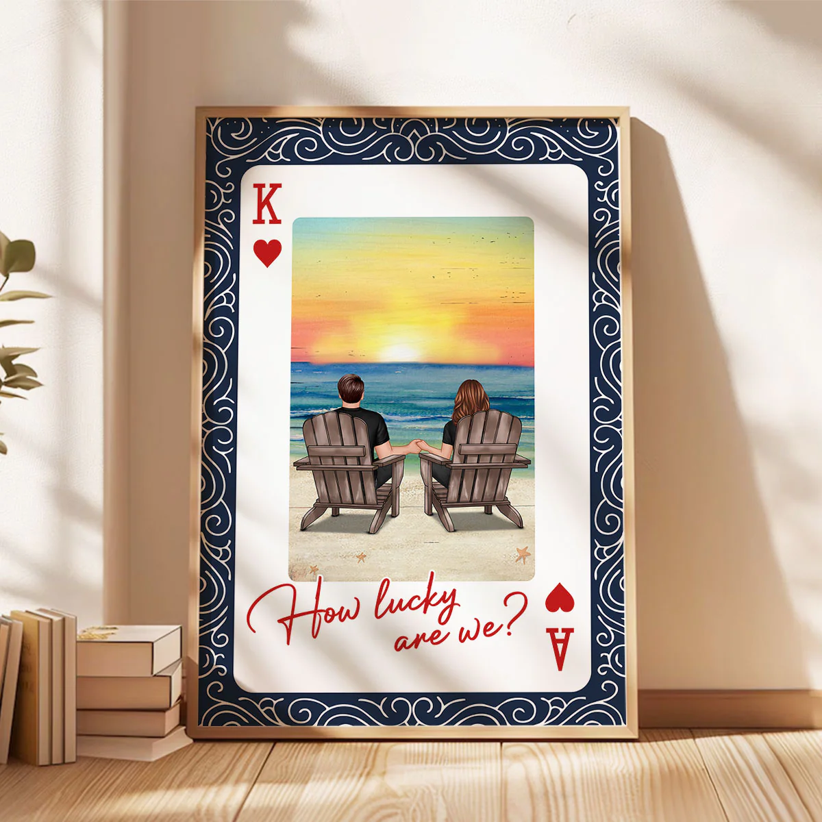 How Lucky We Are Couple Back View At Beach - Personalized Poster - Anniversary, Valentine's Day Gift, Gift For Him, Gift For Her - Image 7