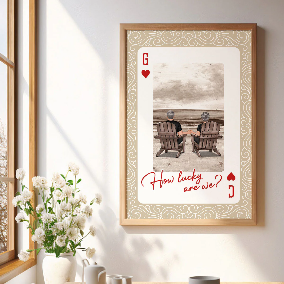 How Lucky We Are Couple Back View At Beach - Personalized Poster - Anniversary, Valentine's Day Gift, Gift For Him, Gift For Her - Image 8