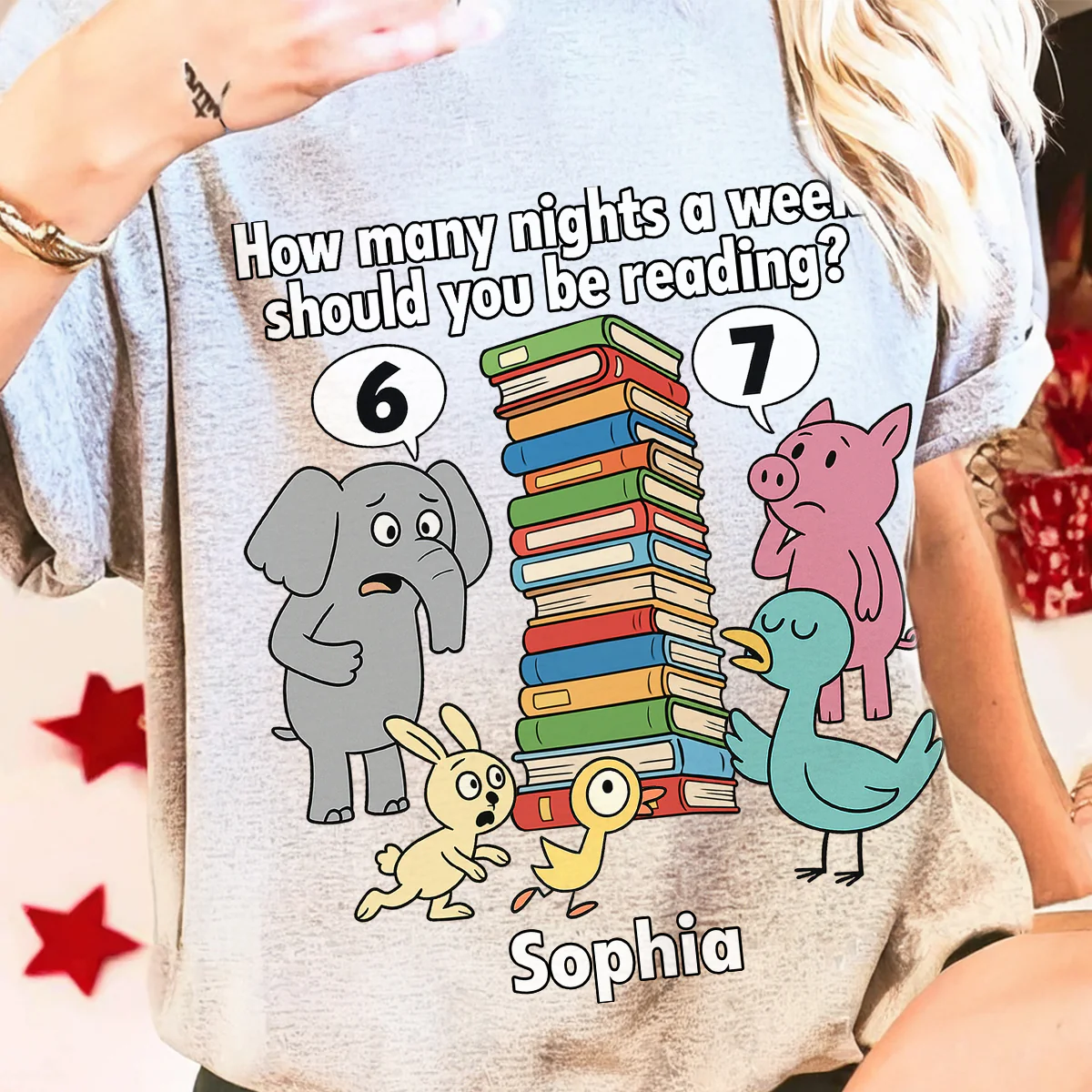 How Many Nights A Week Should You Be Reading 6-7 - Personalized Shirt - Children's Books Sweatshirt, Teacher Six Seven 67 Shirt - Image 4
