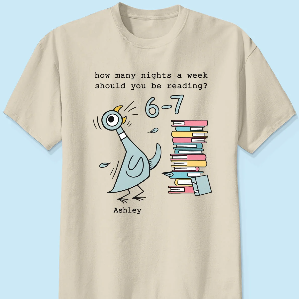 How Many Nights A Week Should You Be Reading 6-7 - Personalized Shirt - Pigeon Elephant Piggie Children's Books Sweatshirt, Teacher Six Seven 67 - Image 17