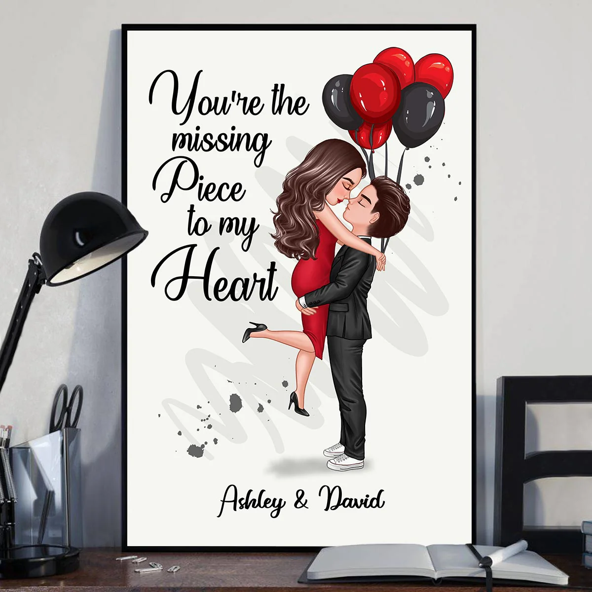 Hugging Couple Gift For Him Gift For Her Personalized Poster - Image 2