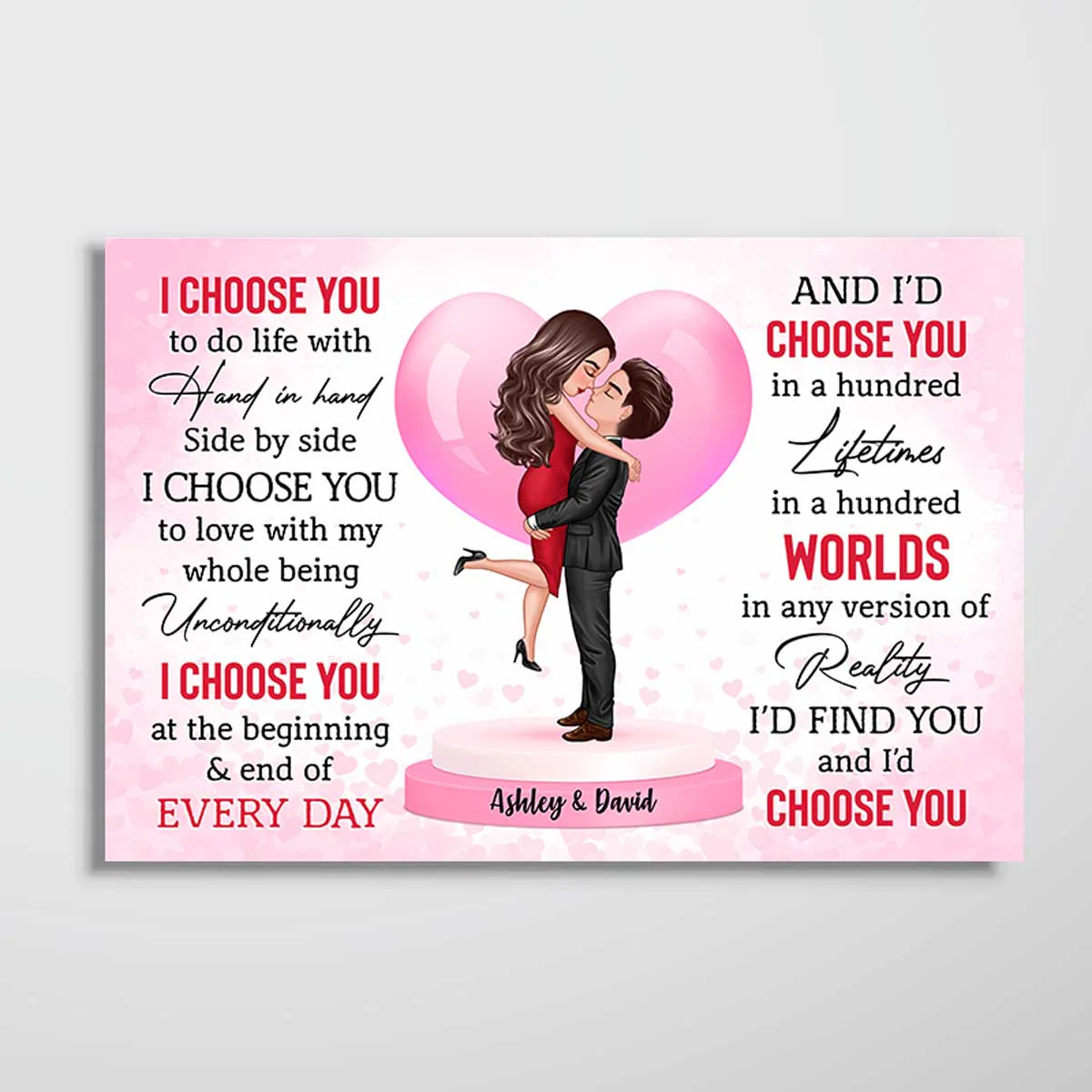 Hugging Couple I Choose You Gift For Him Gift For Her Personalized Poster