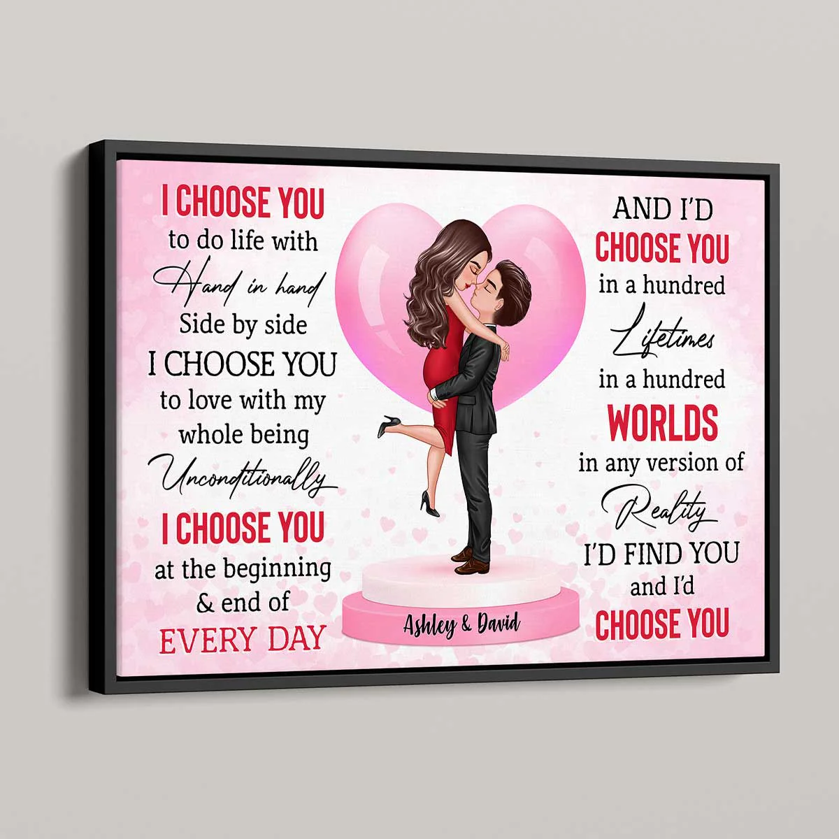 Hugging Couple I Choose You Gift For Him Gift For Her Personalized Poster - Image 2