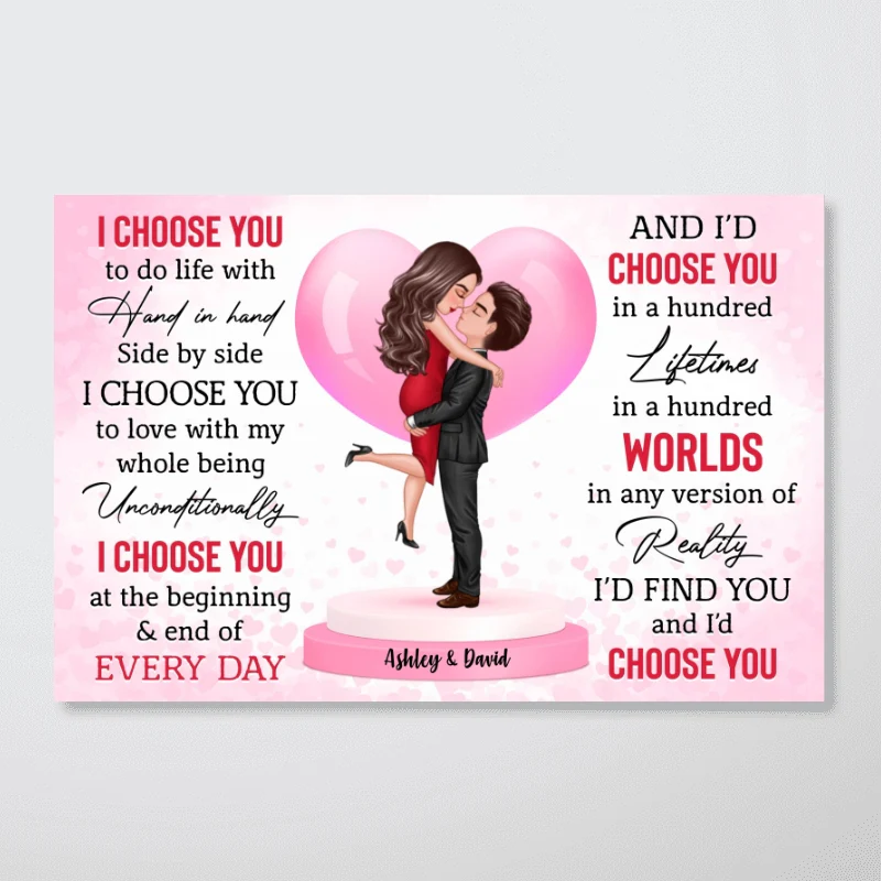 Hugging Couple I Choose You Gift For Him Gift For Her Personalized Poster - Image 3