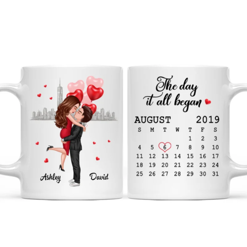 Hugging Couple Together Since Anniversary Date Personalized Mug - Image 4