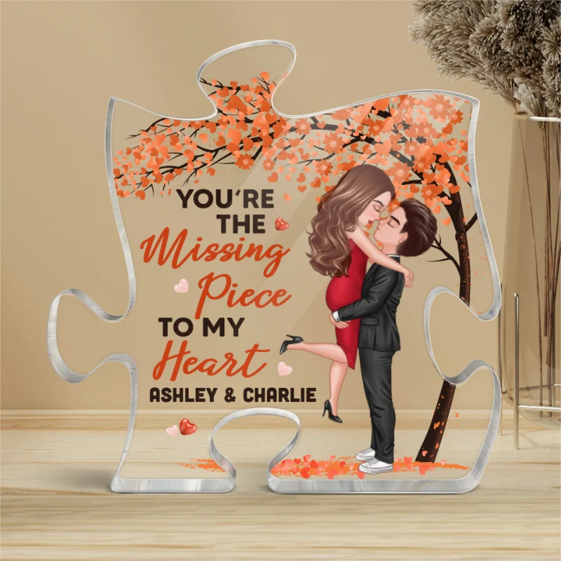 Hugging Couple Under Tree Personalized Acrylic Puzzle Plaque - Image 5