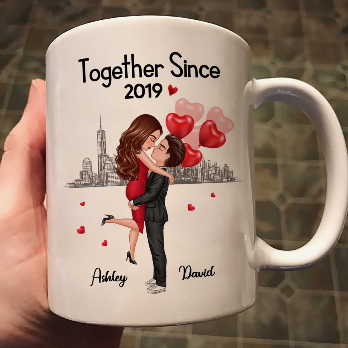 Hugging Doll Couple Anniversary Gift For Him Gift For Her Personalized Mug - Image 2