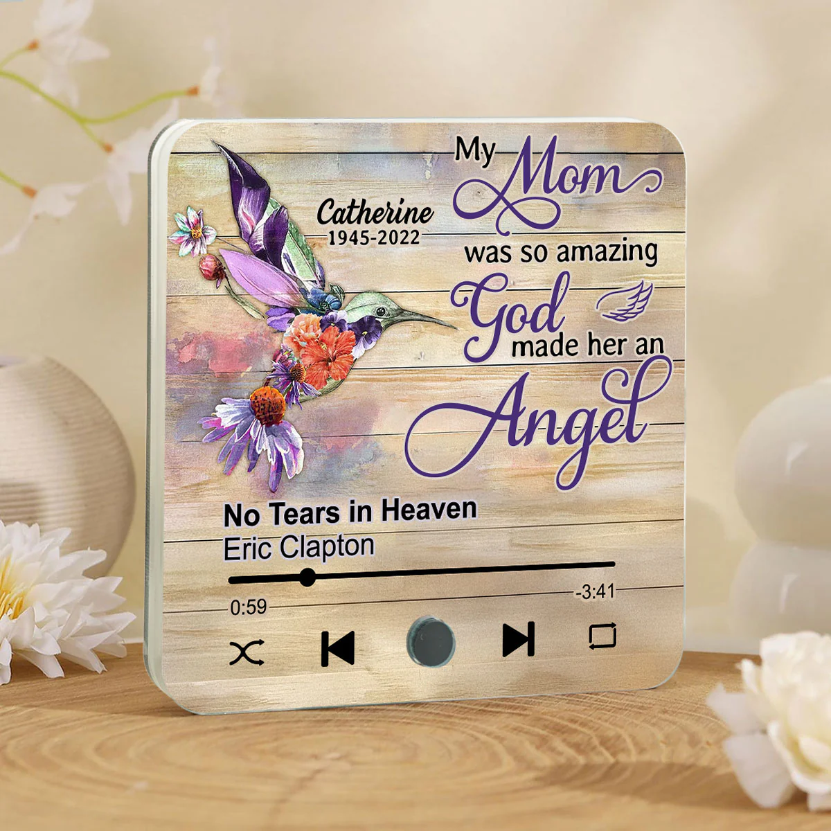 Hummingbird My Mom Was So Amazing God Made Her An Angel Personalized Music Fridge Magnet, Memorial Keepsake, Remembrance Gift - Image 2