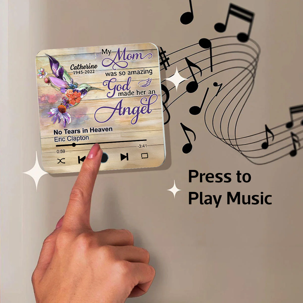 Hummingbird My Mom Was So Amazing God Made Her An Angel Personalized Music Fridge Magnet, Memorial Keepsake, Remembrance Gift - Image 4
