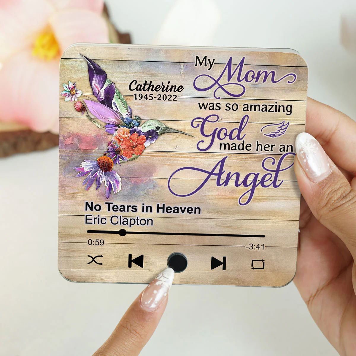 Hummingbird My Mom Was So Amazing God Made Her An Angel Personalized Music Fridge Magnet, Memorial Keepsake, Remembrance Gift - Image 5