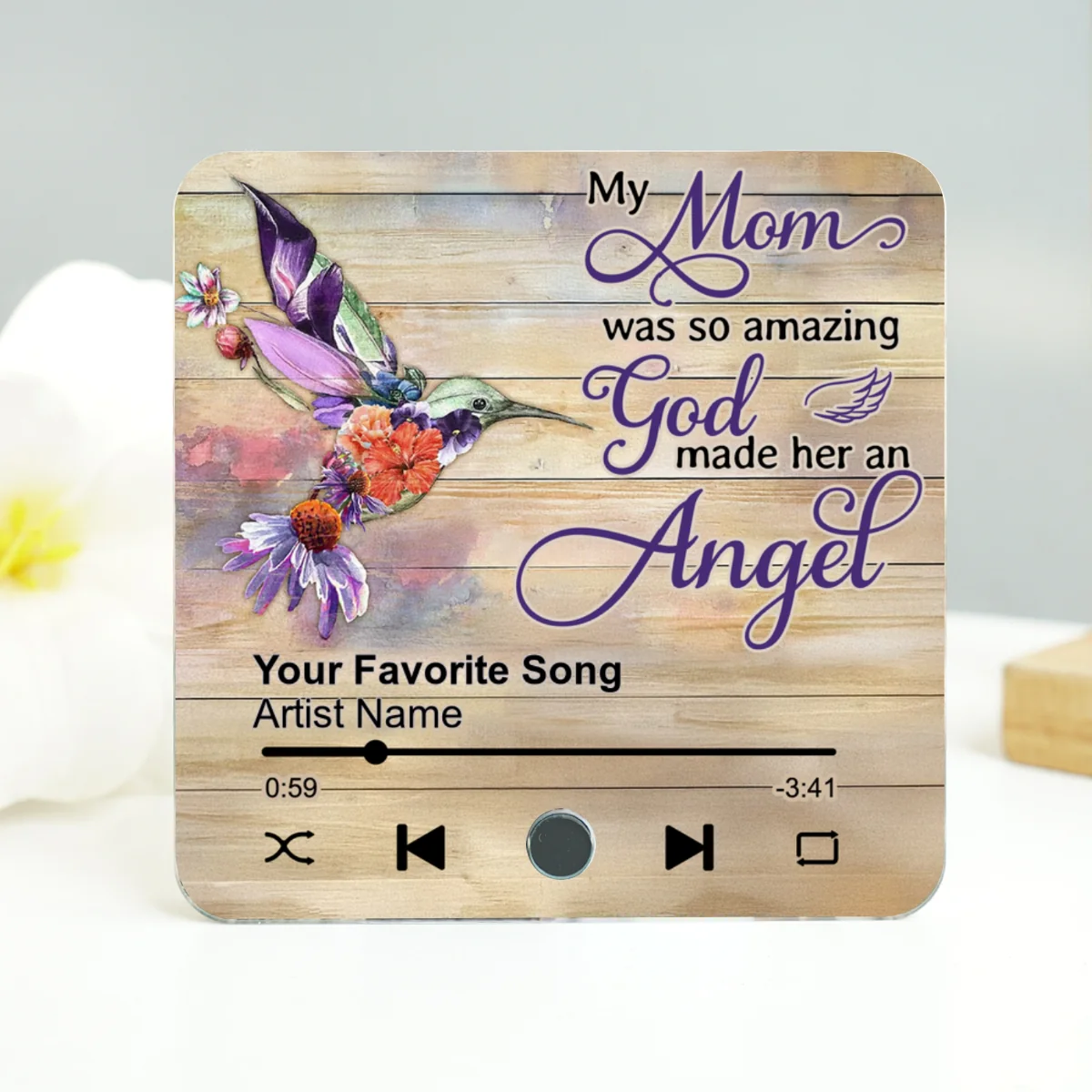 Hummingbird My Mom Was So Amazing God Made Her An Angel Personalized Music Fridge Magnet, Memorial Keepsake, Remembrance Gift - Image 8