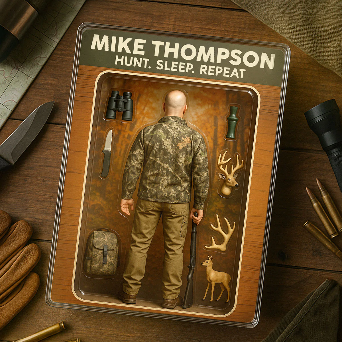 Hunting Dad Grandpa Man Realistic Figure Style Personalized Acrylic Block Plaque - Image 2