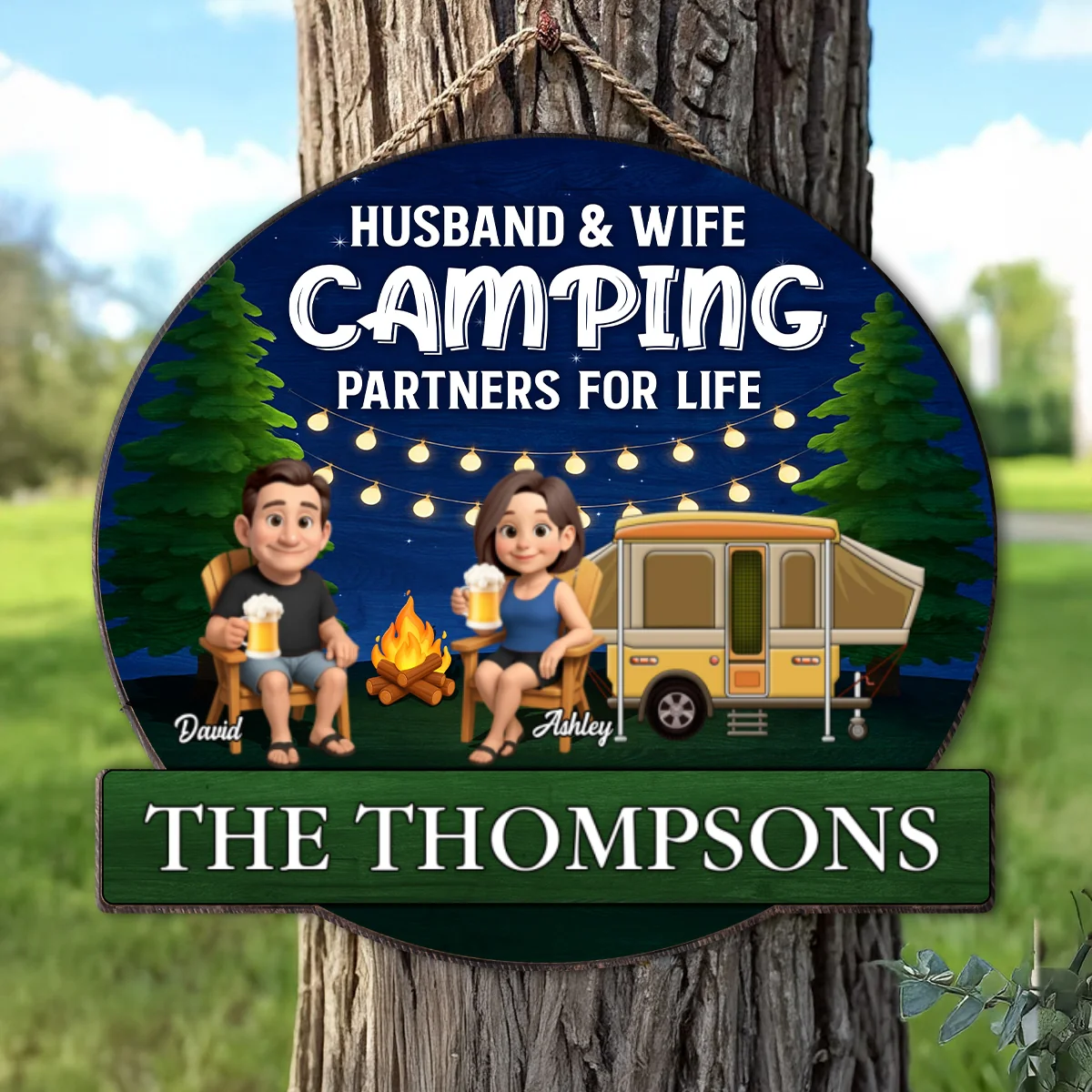 Husband and Wife Camping Partners for Life Personalized Wood Sign, Anniversary, Vacation, Funny Gift For Campers - Image 12