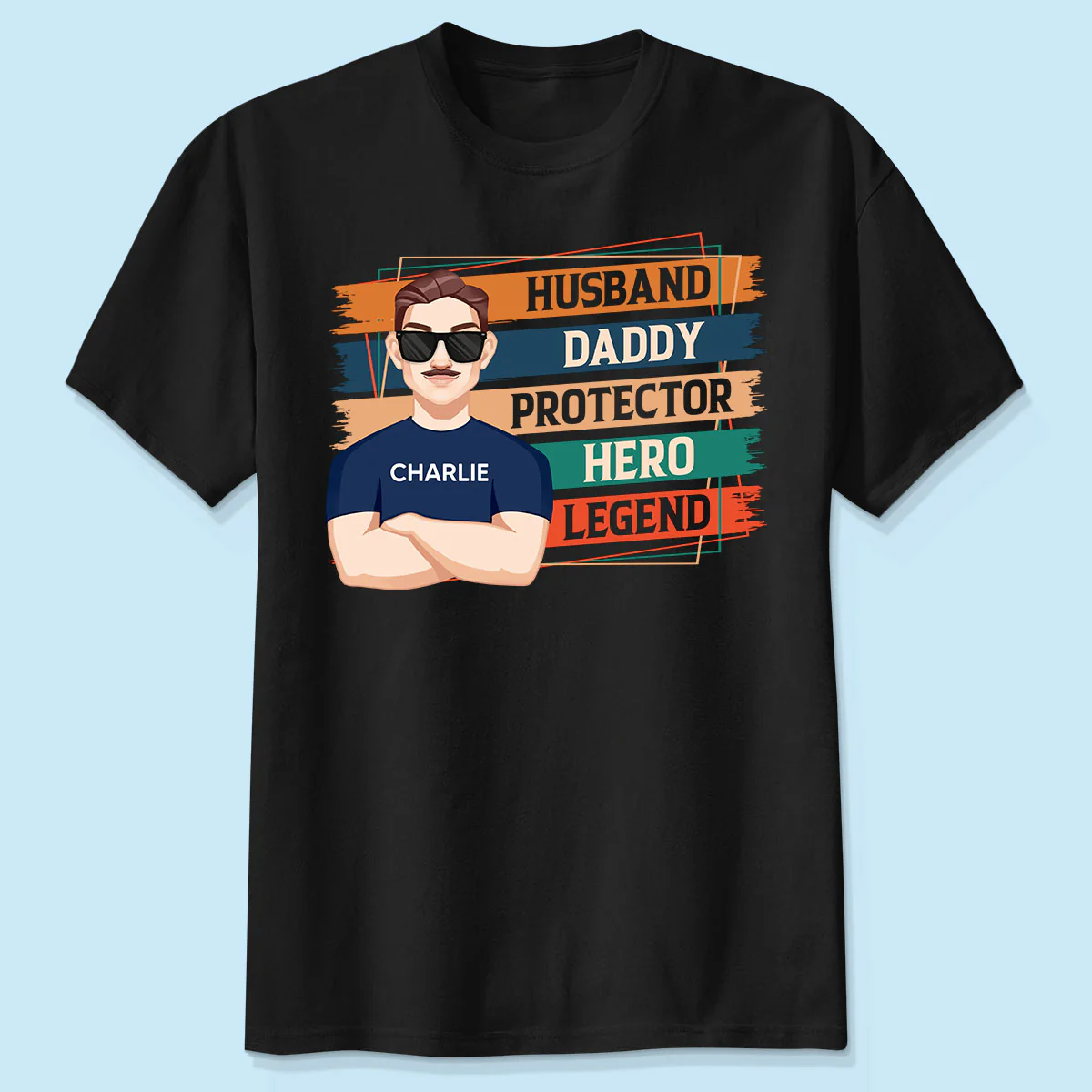 Husband Daddy Protector Hero Legend Retro Personalized Shirt