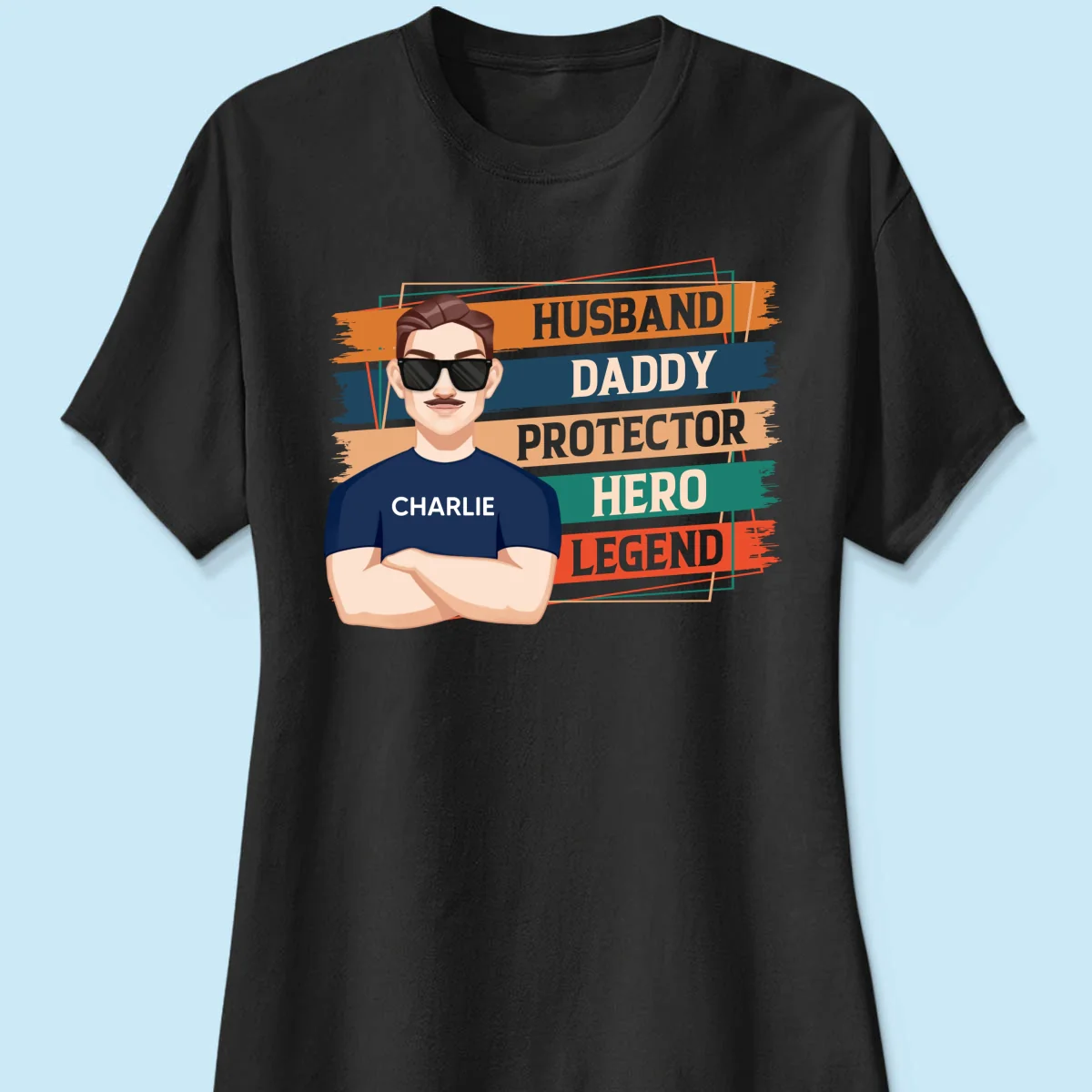 Husband Daddy Protector Hero Legend Retro Personalized Shirt - Image 10