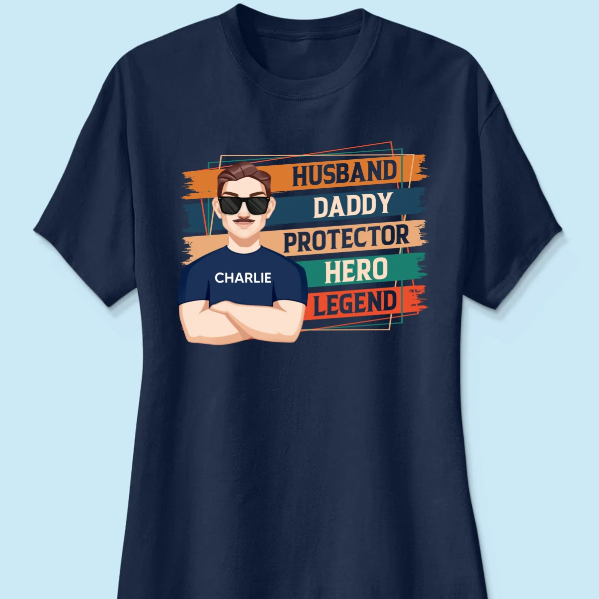 Husband Daddy Protector Hero Legend Retro Personalized Shirt - Image 11