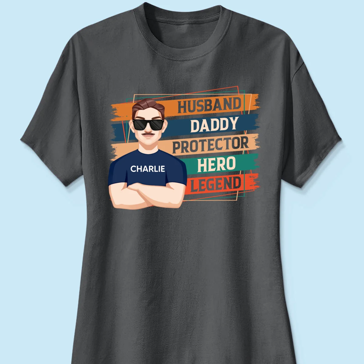 Husband Daddy Protector Hero Legend Retro Personalized Shirt - Image 12