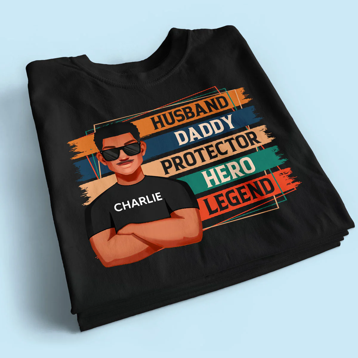 Husband Daddy Protector Hero Legend Retro Personalized Shirt - Image 2