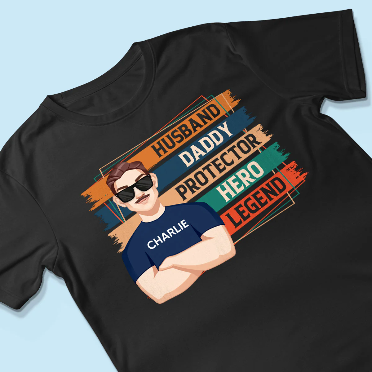 Husband Daddy Protector Hero Legend Retro Personalized Shirt - Image 3