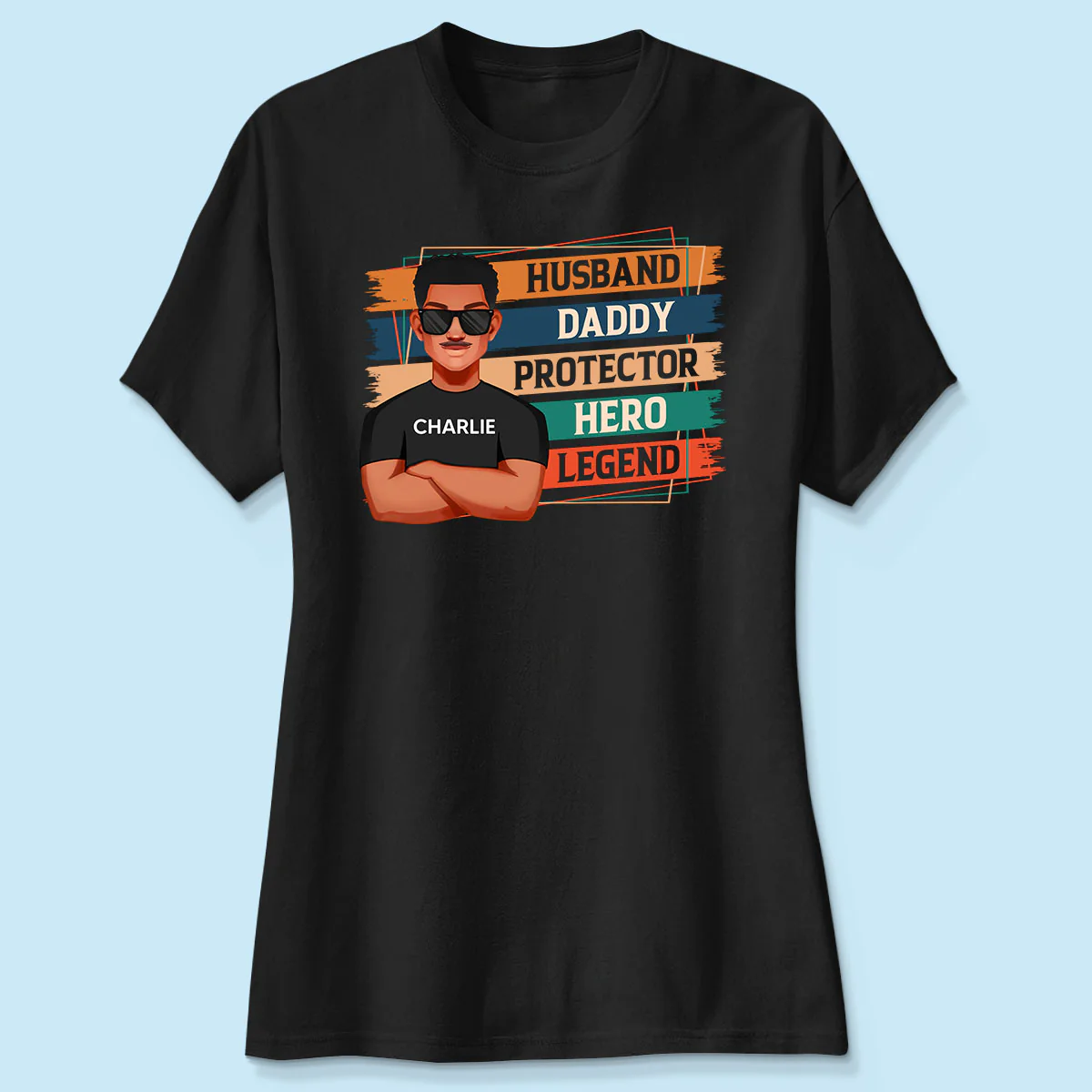 Husband Daddy Protector Hero Legend Retro Personalized Shirt - Image 4