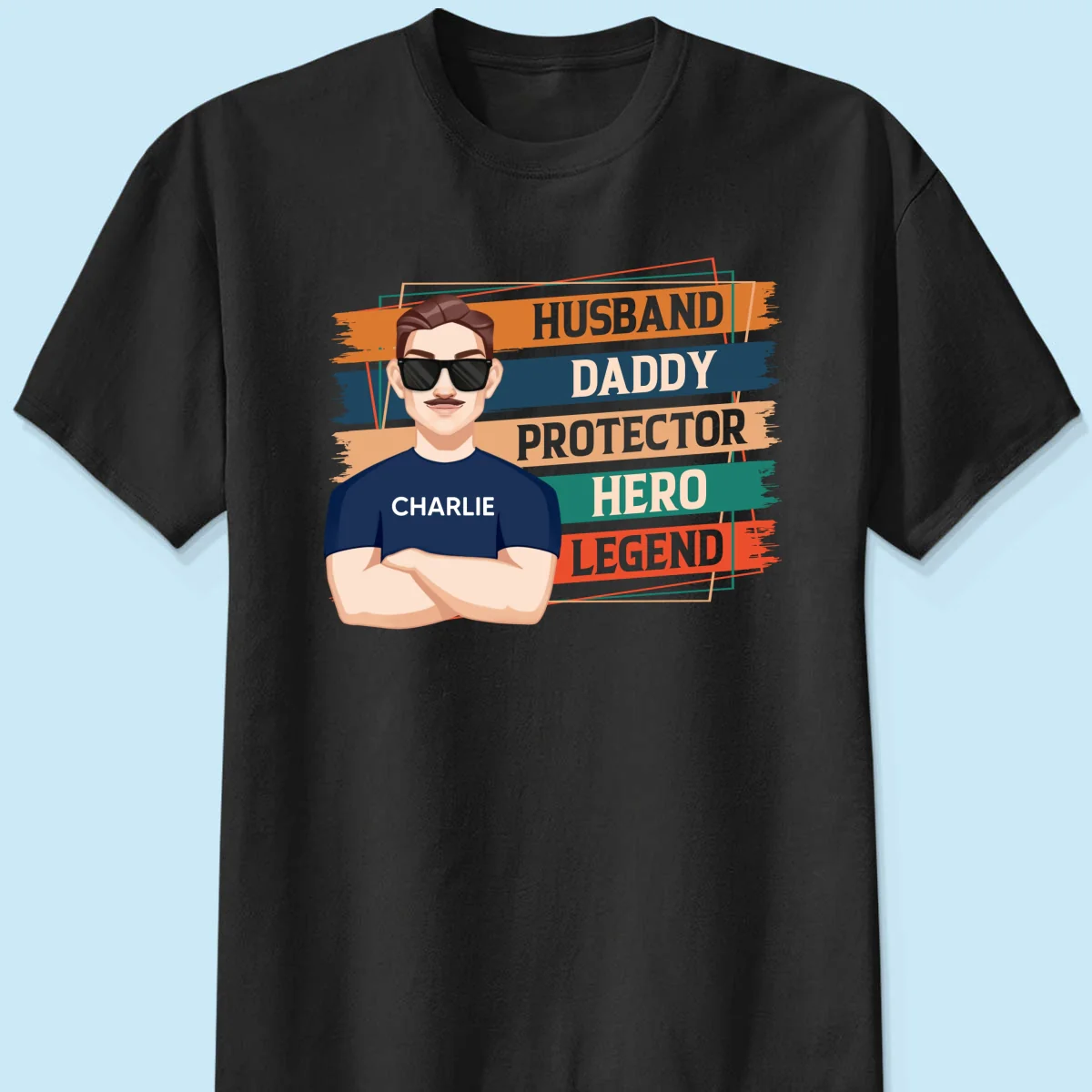 Husband Daddy Protector Hero Legend Retro Personalized Shirt - Image 7