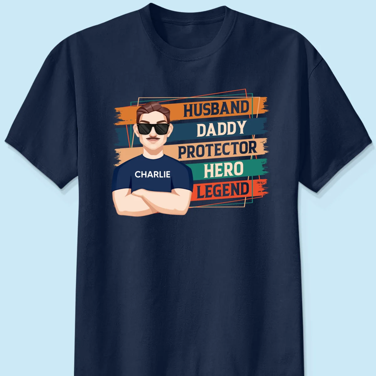 Husband Daddy Protector Hero Legend Retro Personalized Shirt - Image 8