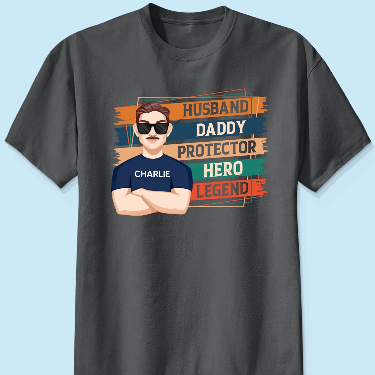 Husband Daddy Protector Hero Legend Retro Personalized Shirt - Image 9
