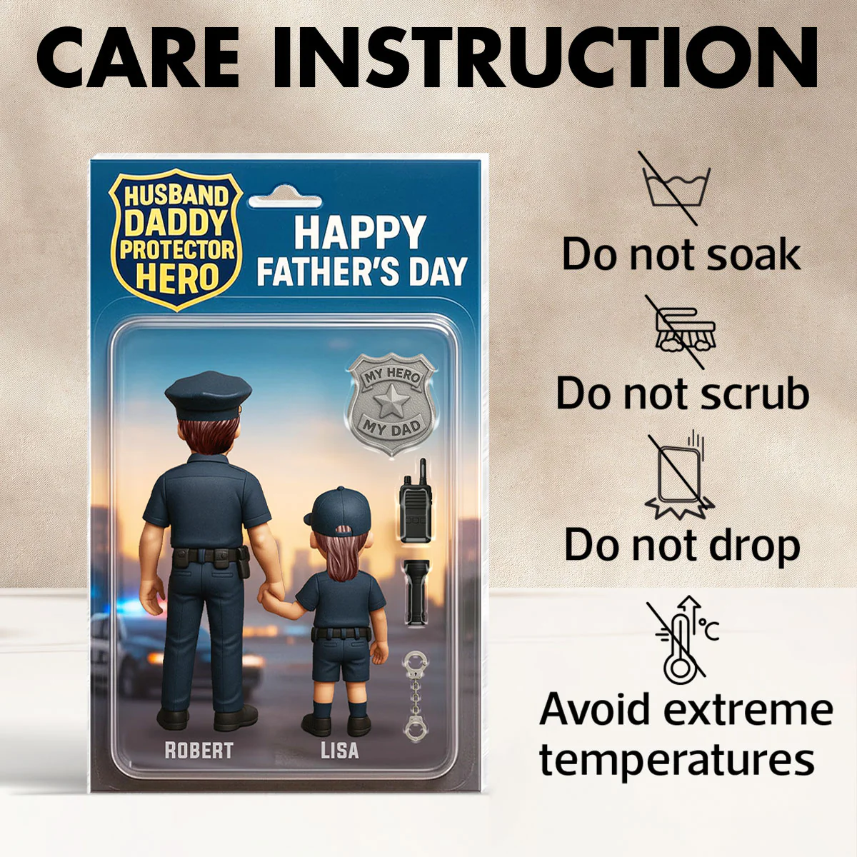Husband Daddy Protector Hero, Police Custom Figure Personalized Acrylic Block Plaque, Gift for Dad, Gift for Husband - Image 10