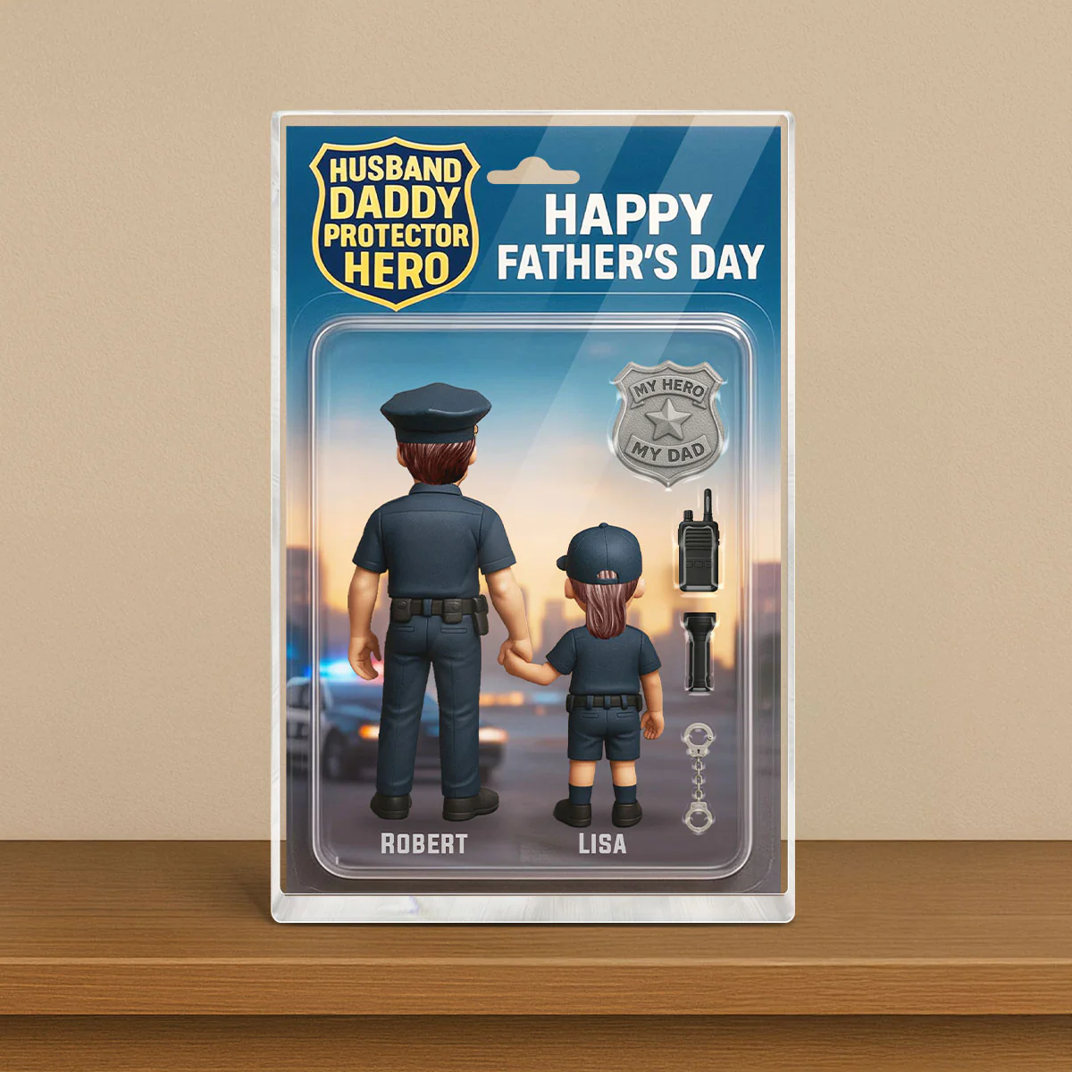 Husband Daddy Protector Hero, Police Custom Figure Personalized Acrylic Block Plaque, Gift for Dad, Gift for Husband - Image 2