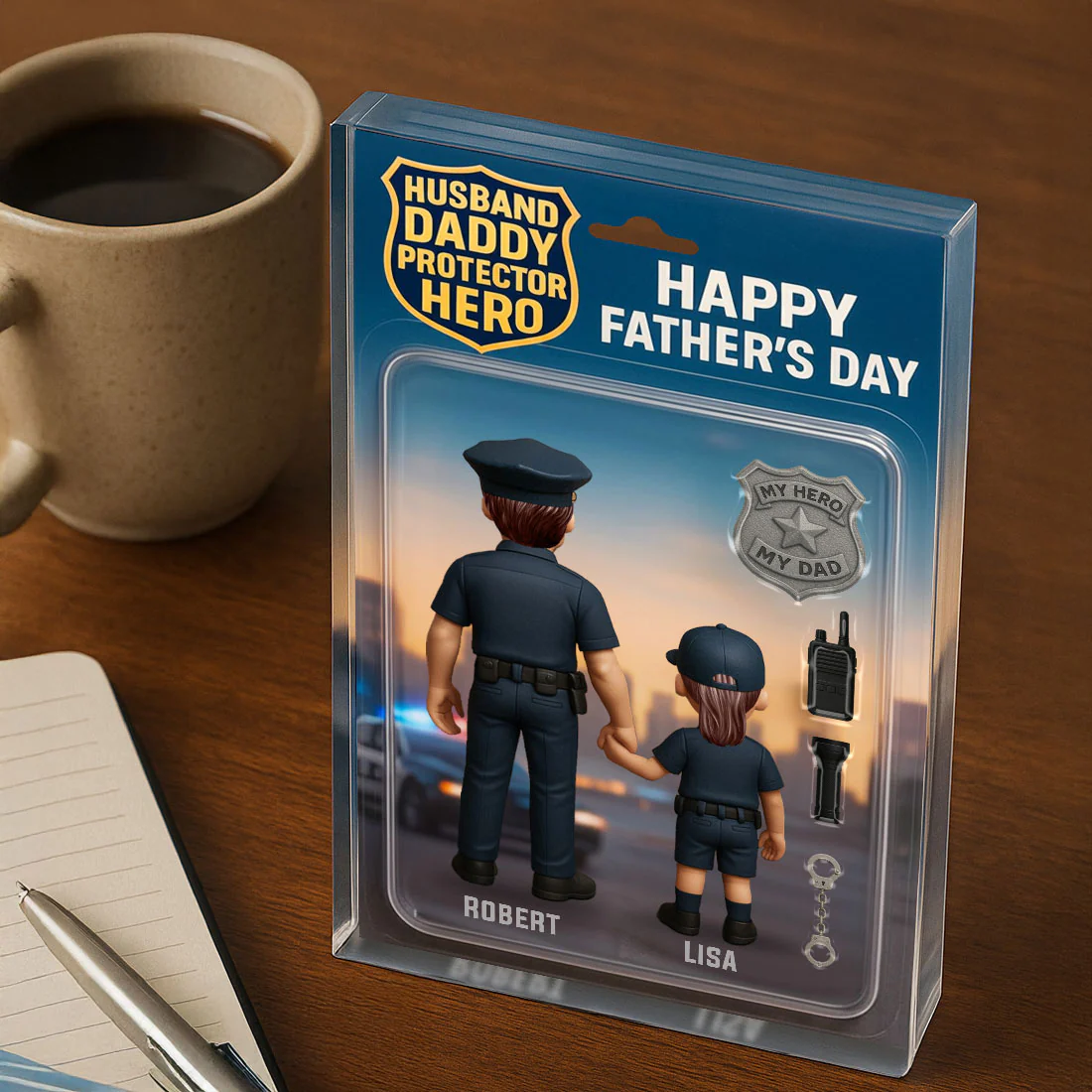 Husband Daddy Protector Hero, Police Custom Figure Personalized Acrylic Block Plaque, Gift for Dad, Gift for Husband - Image 4