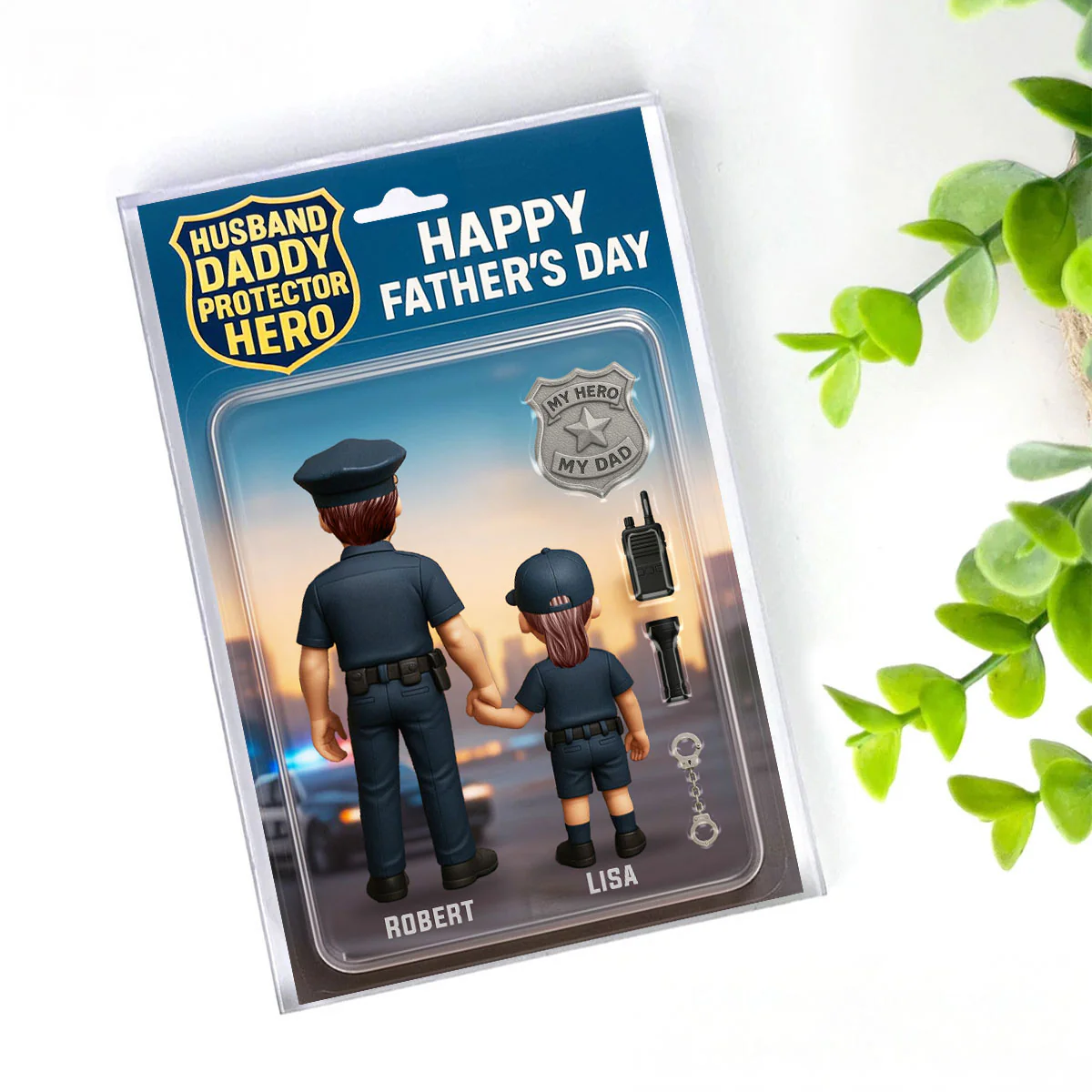 Husband Daddy Protector Hero, Police Custom Figure Personalized Acrylic Block Plaque, Gift for Dad, Gift for Husband - Image 7