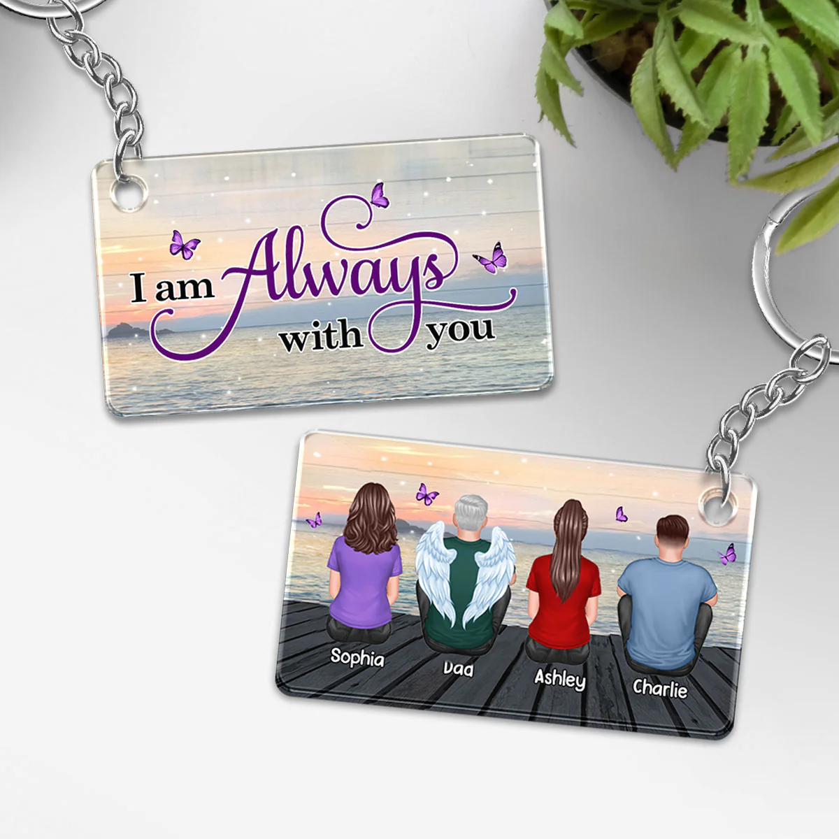 I Am Always With You Lake View Memorial Personalized Acrylic Keychain - Image 3