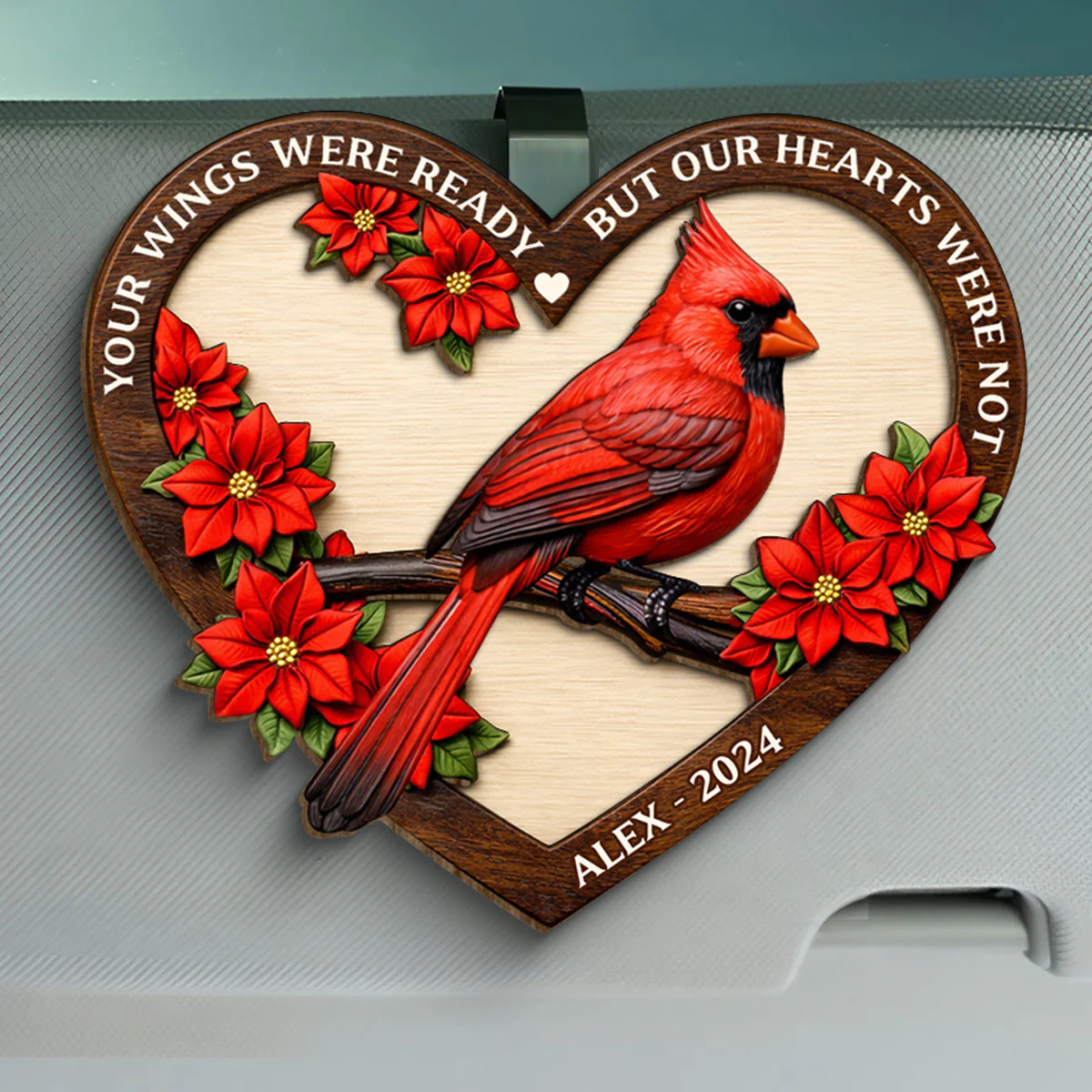 I Am Always With You Memorial Cardinal - Personalized Car Visor Clip - Heartfelt Remembrance Keepsake for Loved Ones - Image 2