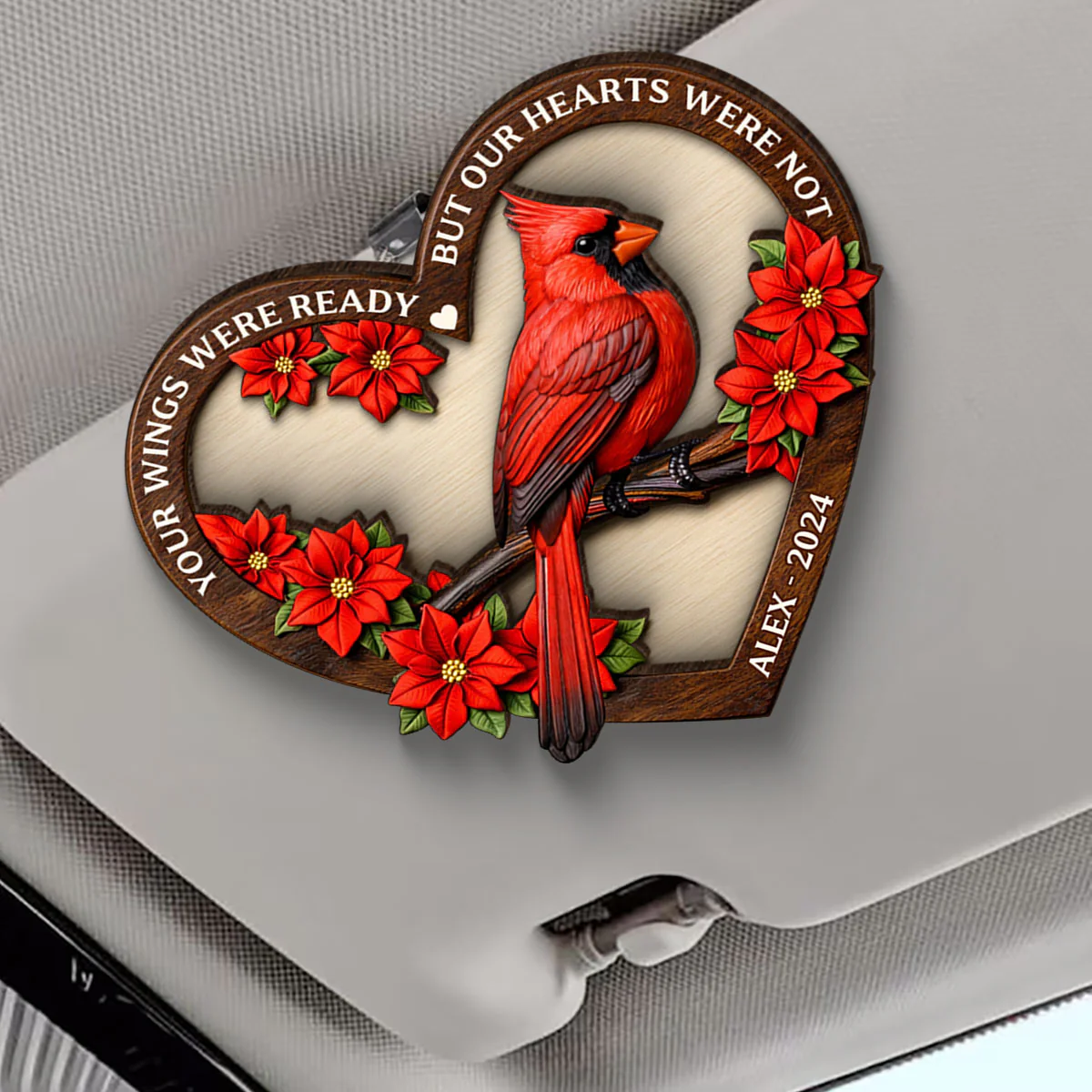 I Am Always With You Memorial Cardinal - Personalized Car Visor Clip - Heartfelt Remembrance Keepsake for Loved Ones - Image 4