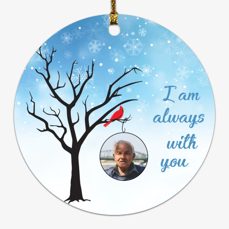 I Am Always With You Photo Personalized Circle Ornament - Image 2