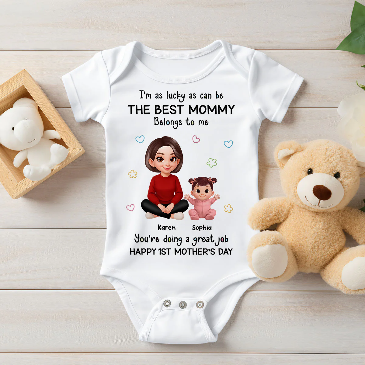 I Am Lucky As Can Be The Best Mommy - Personalized Baby Onesie - First Mother's Day Baby Gift - Image 2