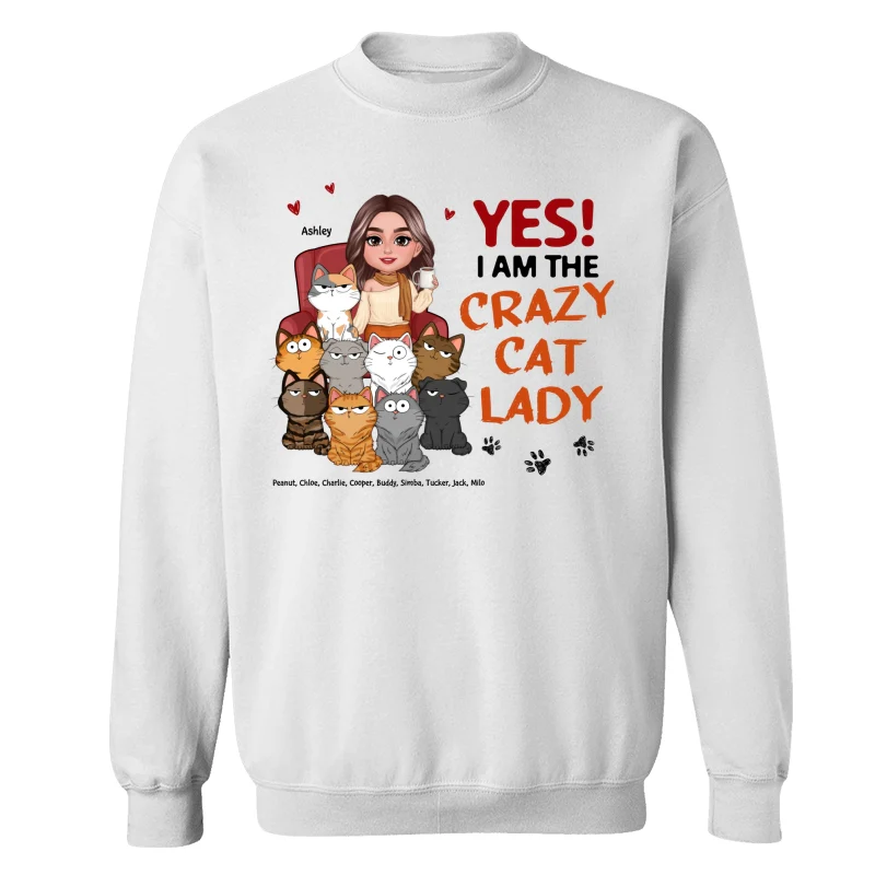I Am The Crazy Cat Lady Funny Cats Expressions Personalized Shirt - Image 17