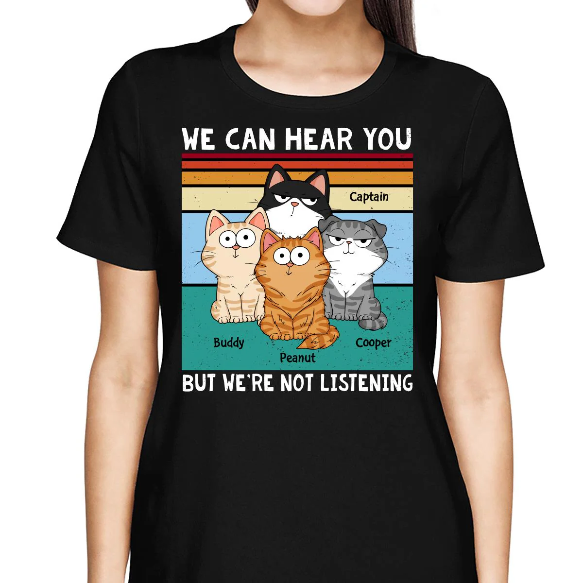 I Can Hear You But I‘m Not Listening Funny Cats Expressions Personalized Shirt - Image 2