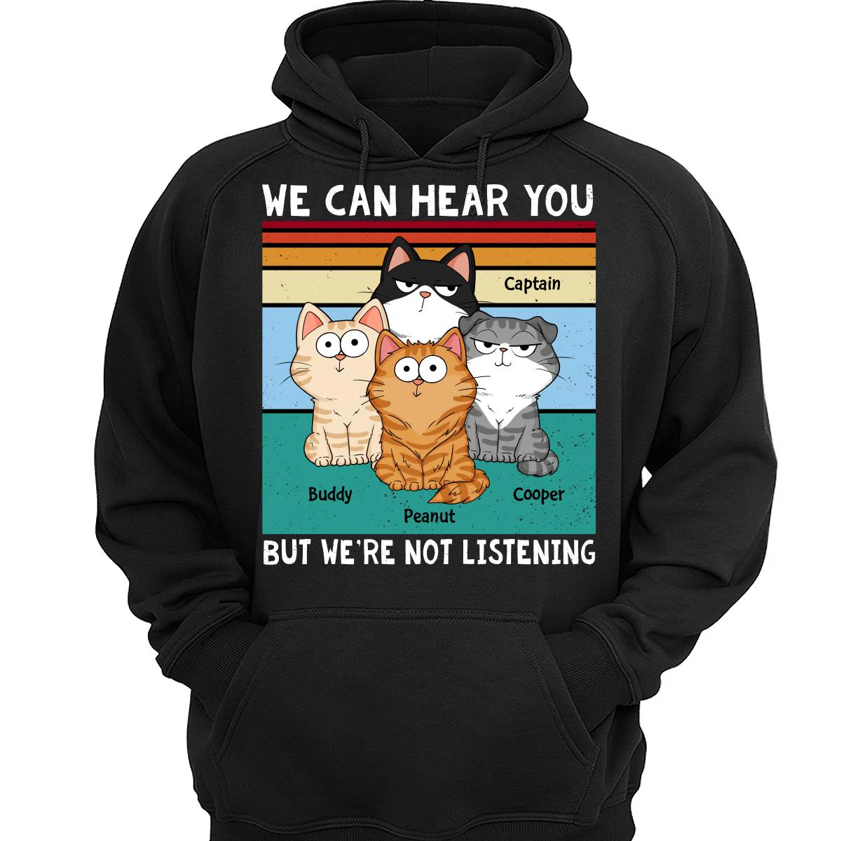 I Can Hear You But I‘m Not Listening Funny Cats Expressions Personalized Shirt - Image 3