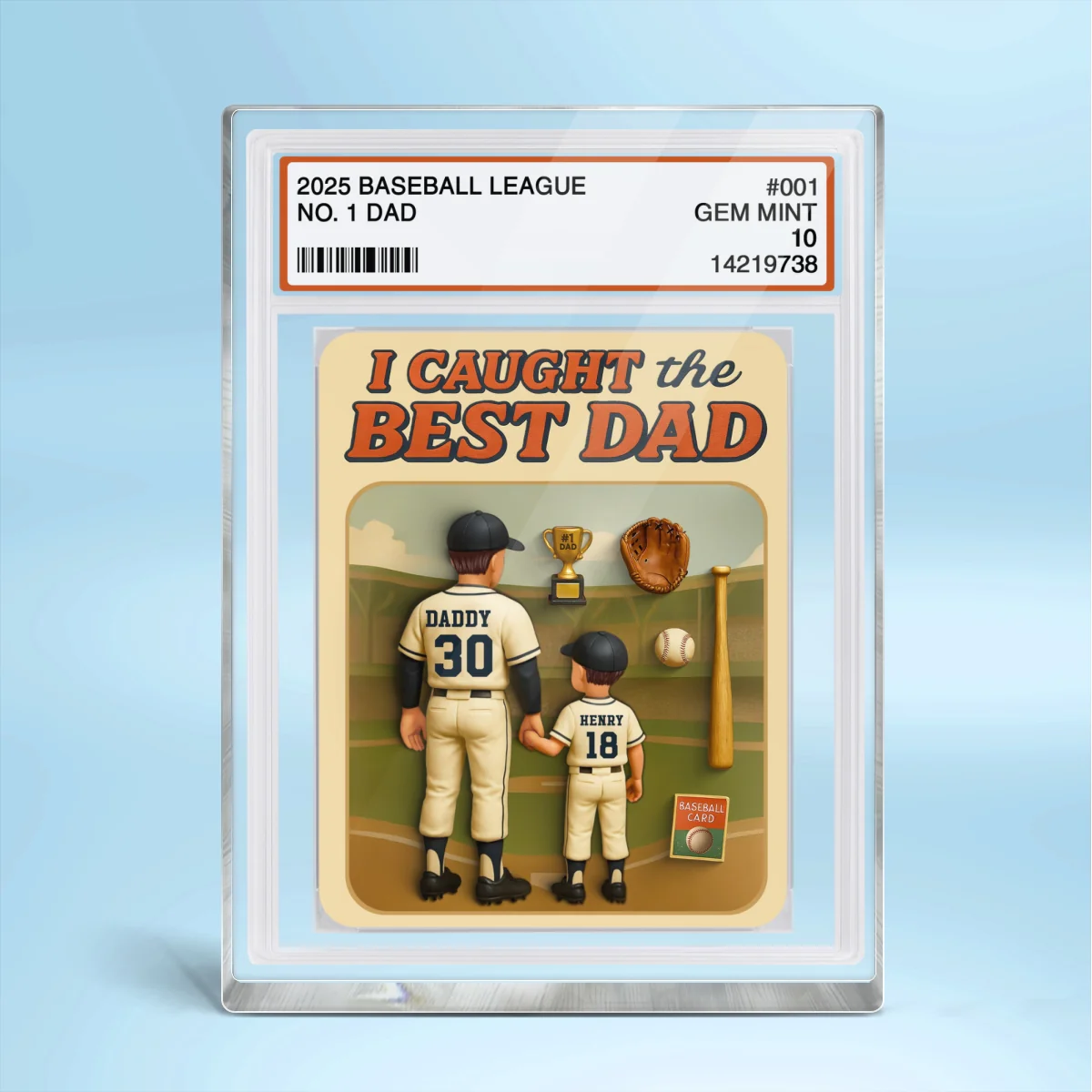 I Caught the Best Dad Baseball Trading Card Personalized Acrylic Block Plaque - Image 11