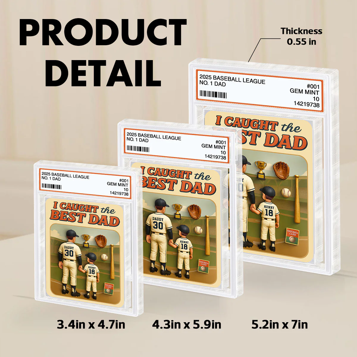 I Caught the Best Dad Baseball Trading Card Personalized Acrylic Block Plaque - Image 9