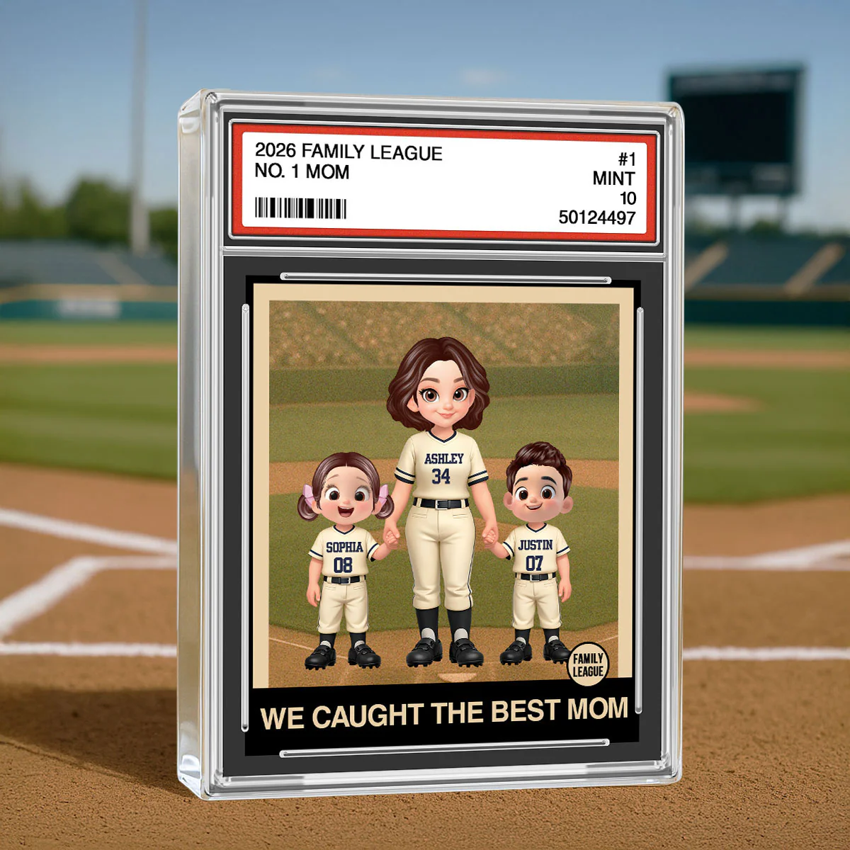 I Caught the Best Mom Baseball Mom Trading Card - Personalized Acrylic Block Plaque - Heartfelt Gift for Mom, Wife - Image 2