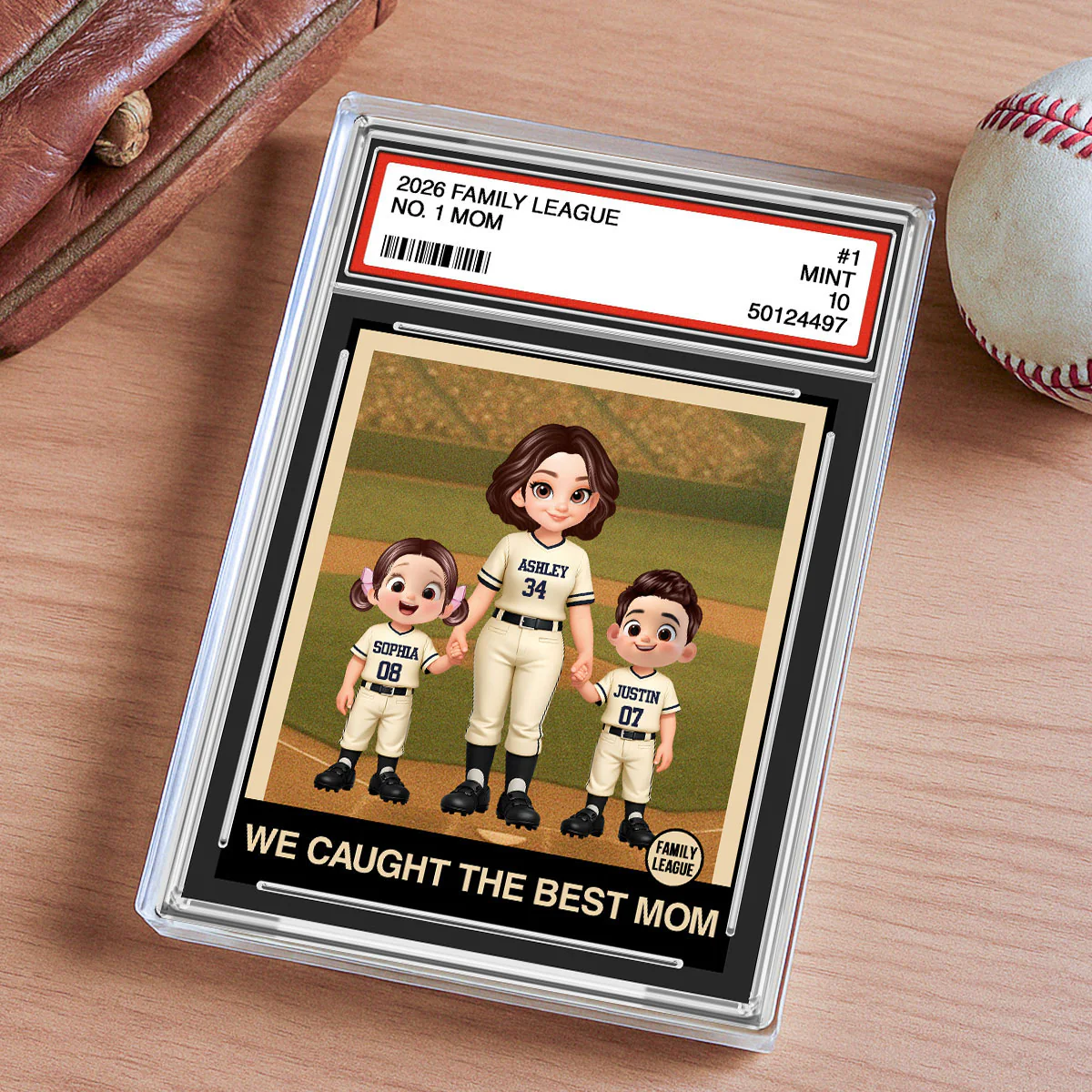 I Caught the Best Mom Baseball Mom Trading Card - Personalized Acrylic Block Plaque - Heartfelt Gift for Mom, Wife - Image 4