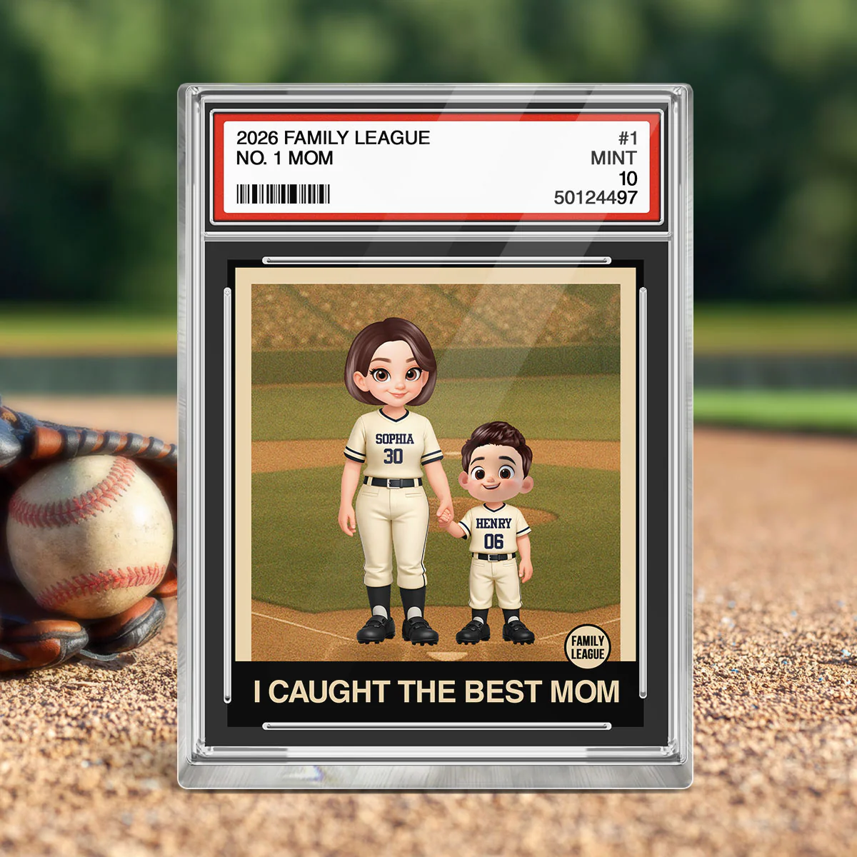 I Caught the Best Mom Baseball Mom Trading Card - Personalized Acrylic Block Plaque - Heartfelt Gift for Mom, Wife - Image 6