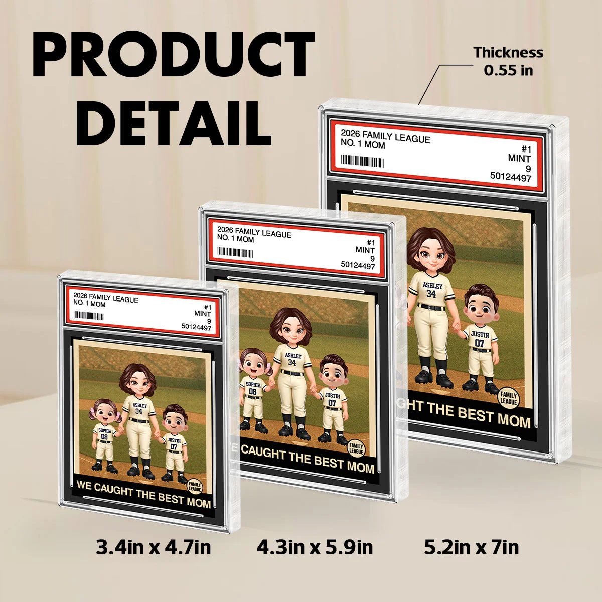 I Caught the Best Mom Baseball Mom Trading Card - Personalized Acrylic Block Plaque - Heartfelt Gift for Mom, Wife - Image 8